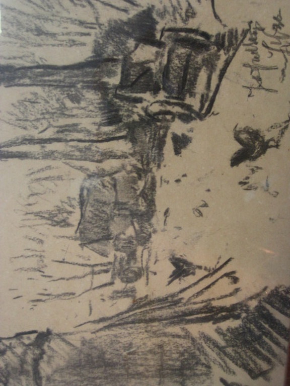 Jan vd Stap 1874 - 1940 "boerenerf met kippen" houtskooltekening ca 1910 kopen? Bied vanaf 1!