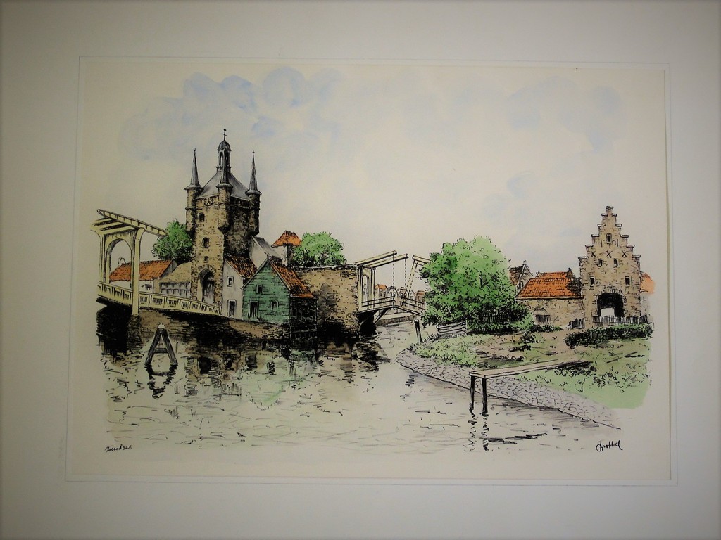 Grote gedetailleerde Aquarel "Zierikzee Zeeland" gesigneerd Bob Brobbel (1907) kopen? Bied vanaf 1!