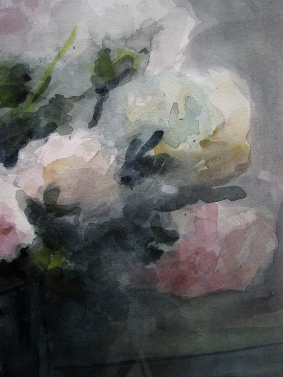 Knap impressionistisch aquarel "stilleven pioenrozen in glazen vaas" gesigneerd  kopen? Bied vanaf 1!