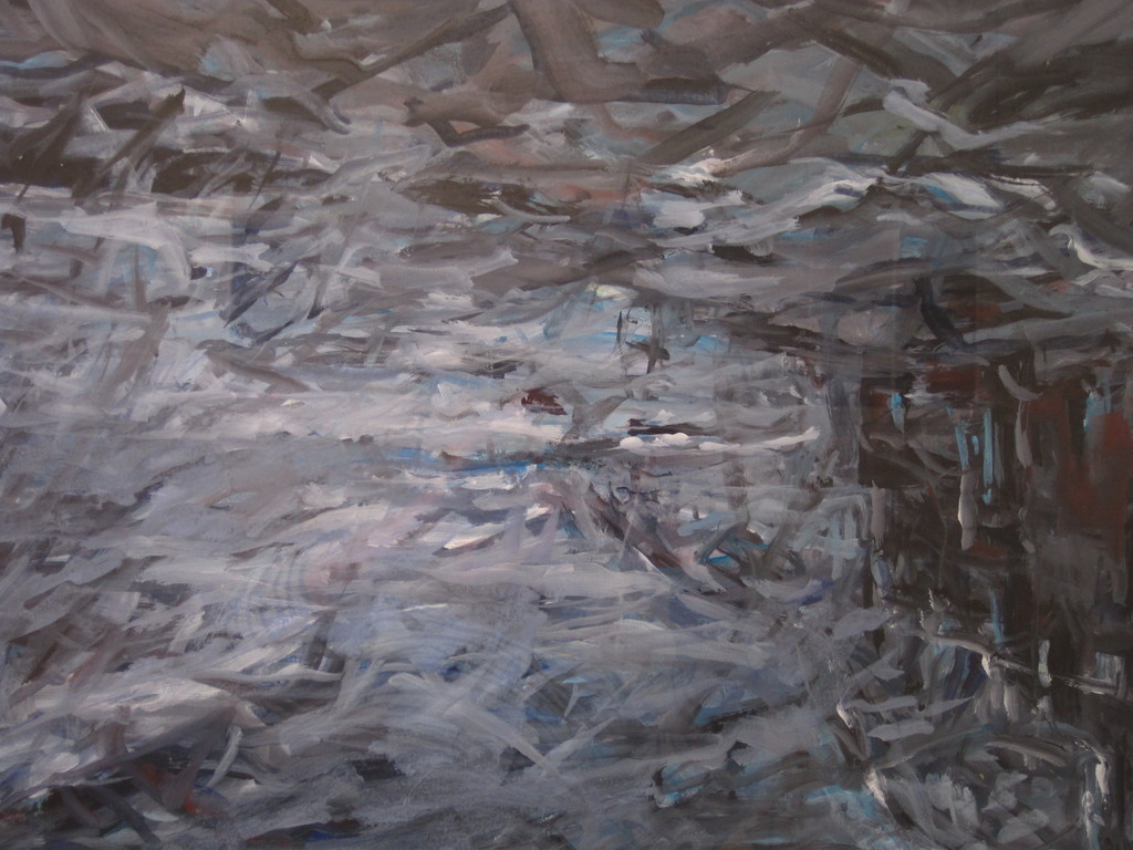 Groot en Intrigerend Acryl en Aquarel "Rivier" van Marc Volger (Geldrop 1950-)  kopen? Bied vanaf 1!