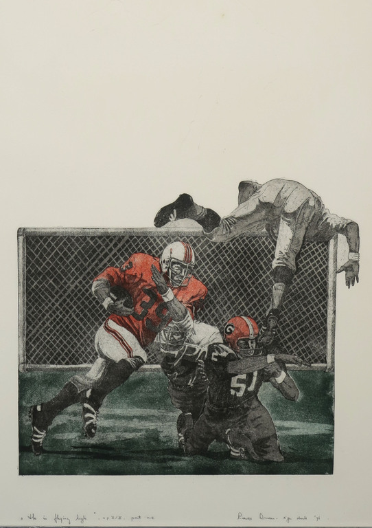 Leentje Linders: Ets en Blinddruk, He is flying high - Ingelijst verkocht voor € 36!