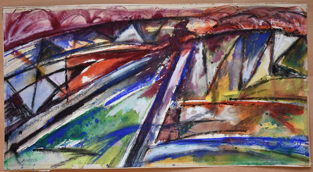 Johannes Jacobus van OOST (Rotterdam 1917-Rotterdam 1975), Aquarel, ABSTRACT kopen? Bied vanaf 1!