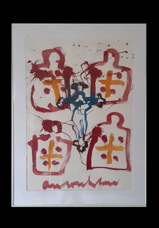 ANTON HEYBOER, gesigneerde gouache op papier, groot werk kopen? Bied vanaf 239!