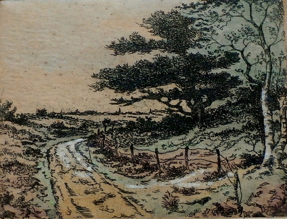 Onbekende kunstenaar - ingekleurde ets: landschap kopen? Bied vanaf 1!