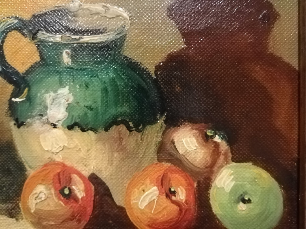 onbekend kunstenaar - olieverf op paneel - stilleven vaas met fruit  kopen? Bied vanaf 15!