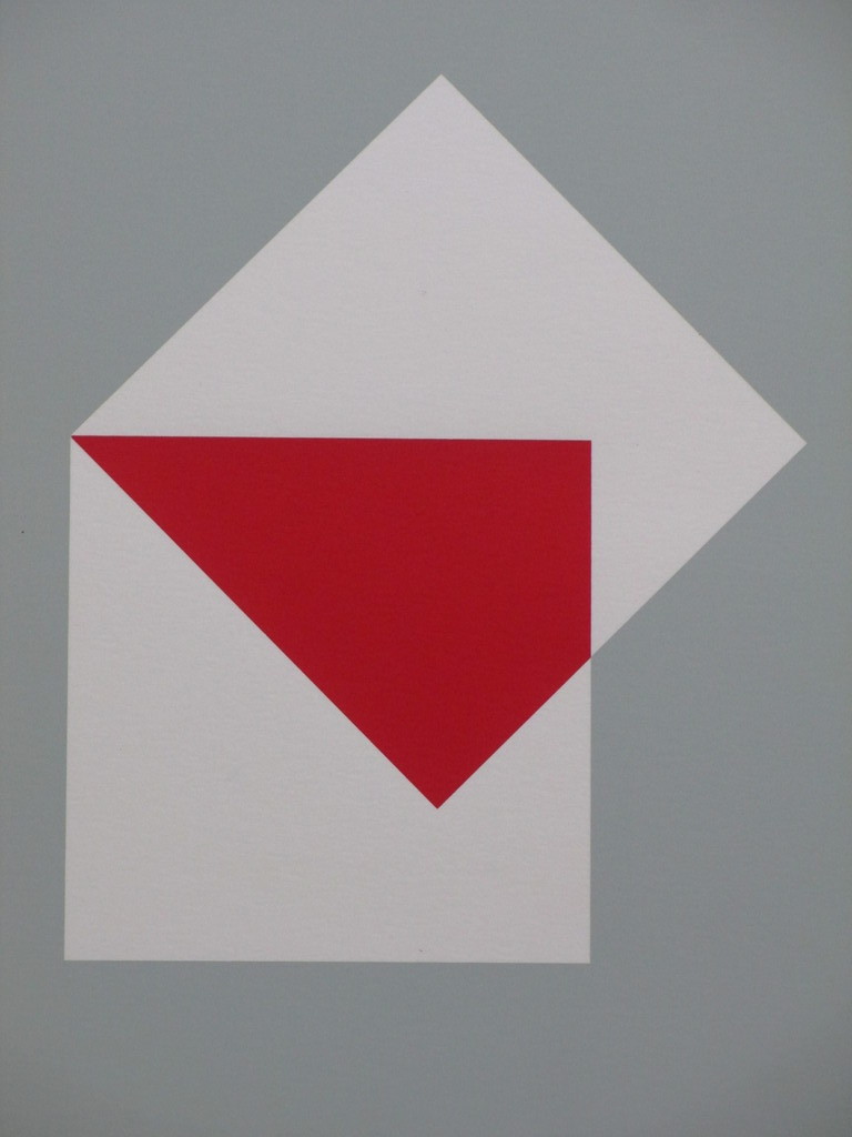 Bob Bonies, Geometrische Compositie in rood/wit, Zeefdruk kopen? Bied vanaf 50!