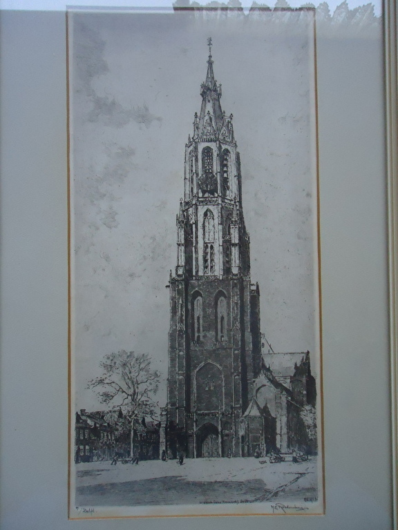 H.E. Roodenburg ( 1895 - 1987 ) - ets - Delft.  kopen? Bied vanaf 1!