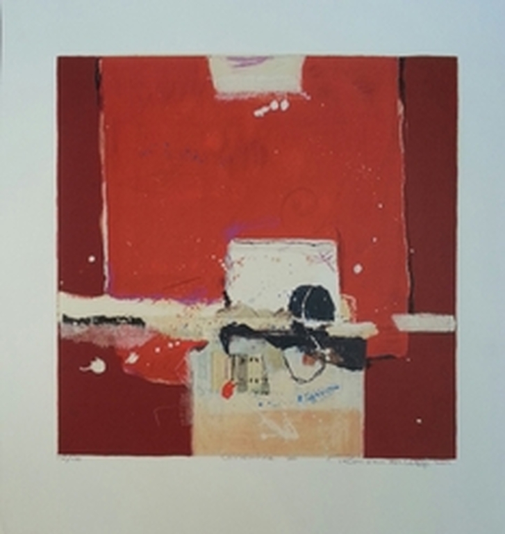 Ron van der Werf, zeefdruk op papier, titel: "Assamble II" verkocht voor € 40!