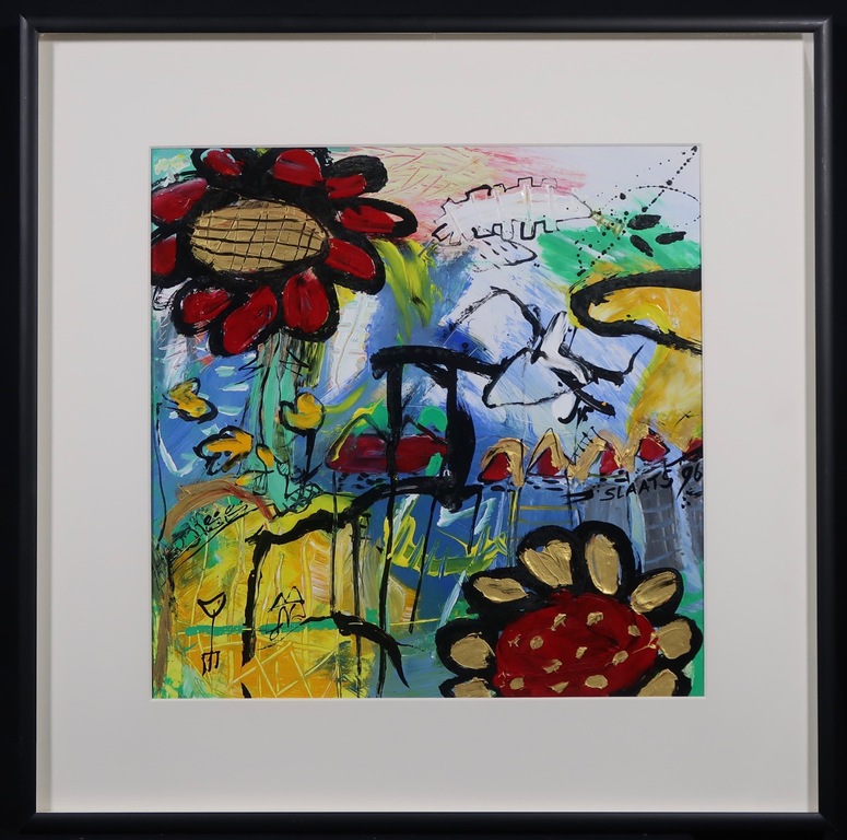 Miriam Slaats: Acryl op papier, Sea flowers - Ingelijst kopen? Bied vanaf 150!