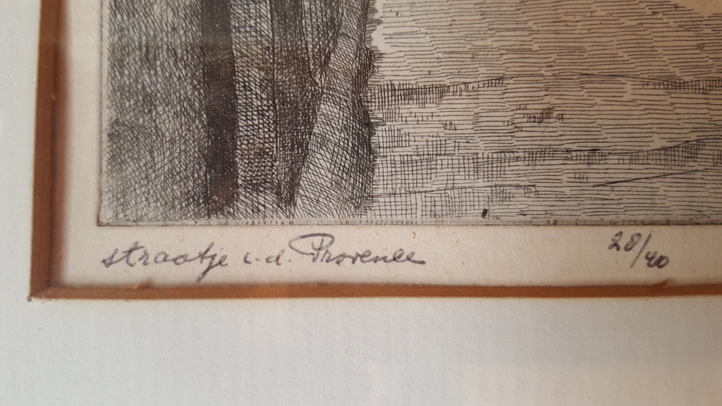 Peter Cox - ets 28/40, straatje in de Provence, gesigneerd kopen? Bied vanaf 1!