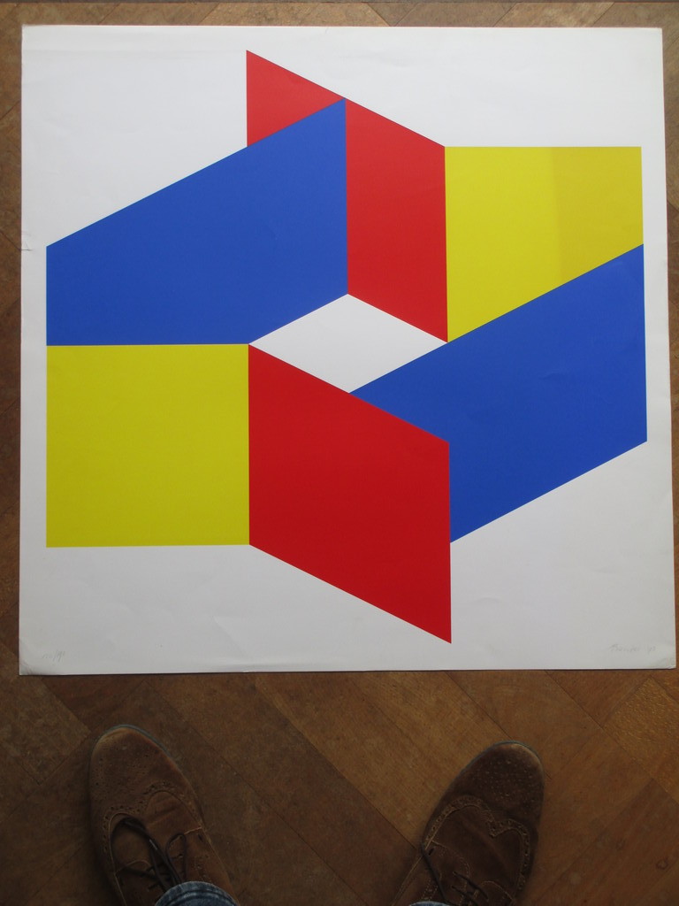Bob Bonies, Geometrische compositie in primaire kleuren, Zeefdruk verkocht voor € 75!
