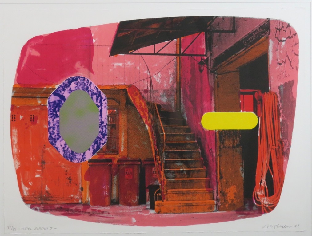 Jelis van Dolderen: Zeefdruk, Hotel Ripotot I - Ingelijst kopen? Bied vanaf 40!