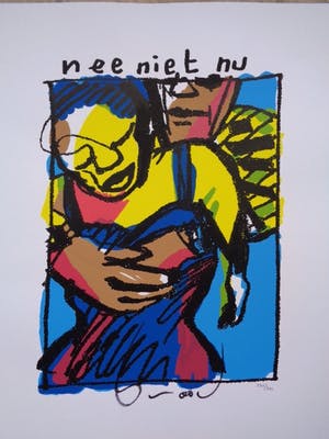 Herman Brood - HERMAN BROOD, Gelimiteerde en HANDGESIGNEERDE Zeefdruk NEE NIET NU kopen? Bied vanaf 139!