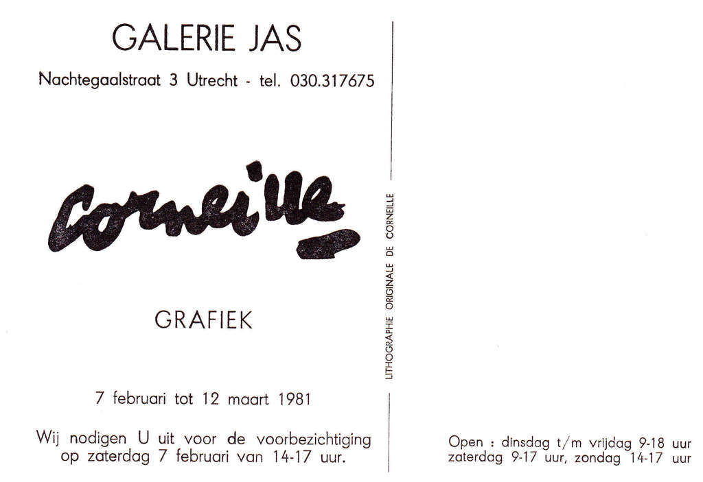 Corneille, gesigneerde uitnodigingskaart uit 1981 kopen? Bied vanaf 1!