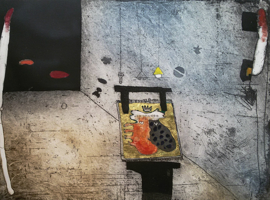 Michel van Overbeeke - Meeting room, ets (mooi ingelijst, groot) verkocht voor € 110!