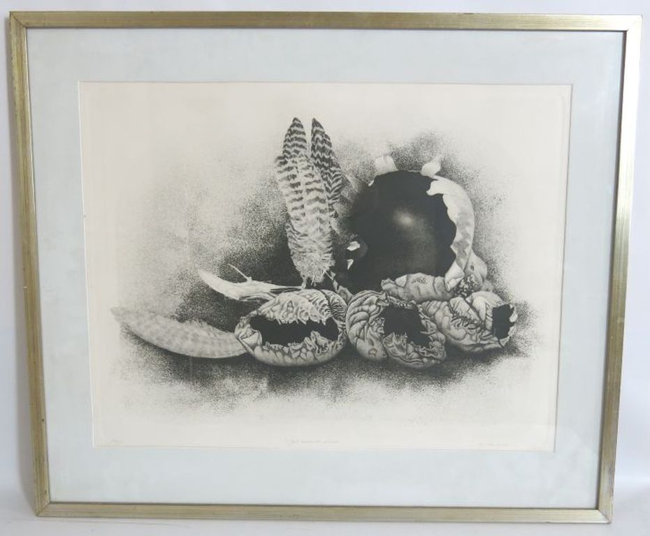 Gerard van Rooy, ets op geschept papier: groot traditioneel stilleven - ingelijst verkocht voor € 85!