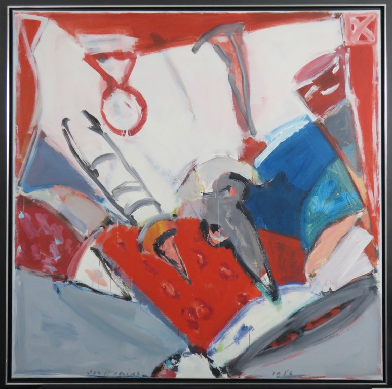 Piet Warffemius: Acryl op doek, Zonder titel - Ingelijst (Zeer groot) verkocht voor € 900!