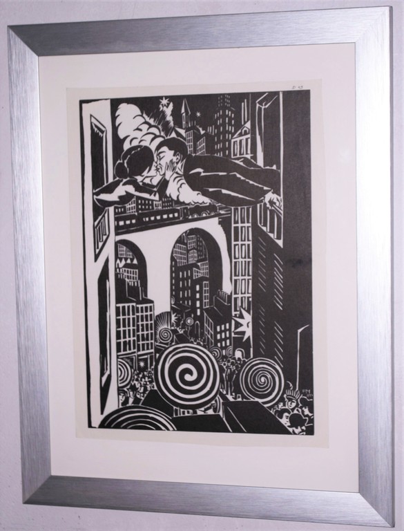 Frans Masereel--De Kus--mooi ingelijste houtsnede uit 1924 kopen? Bied vanaf 69!
