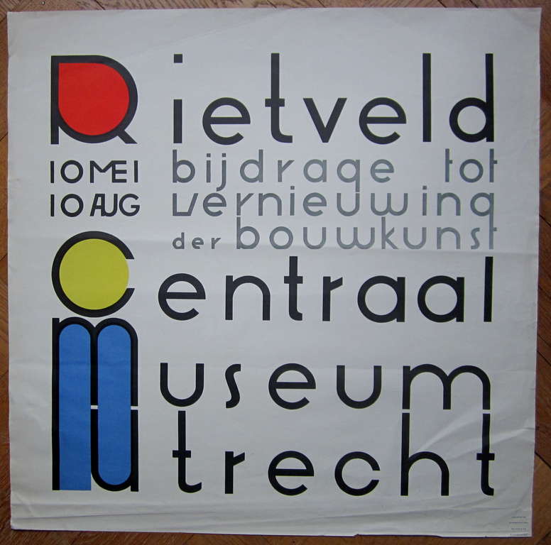 AcheterGerrit Rietveld, affiche uit 1958? Enchérissez de 100!