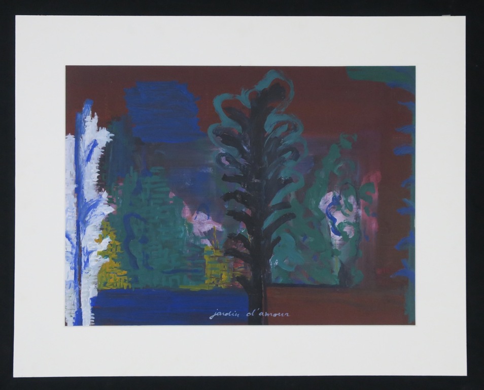 Wim Claessen: Acryl op papier, Jardin damour (groot) verkocht voor € 50!