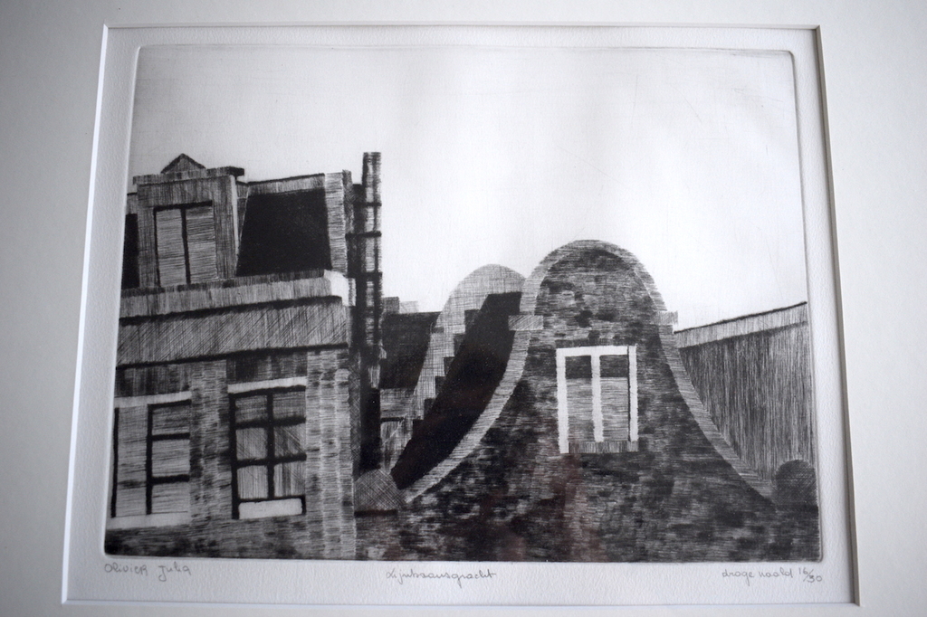 Olivier Julia: Droge Naald, Ingelijst, Lijnbaansgracht, Amsterdam verkocht voor € 89!