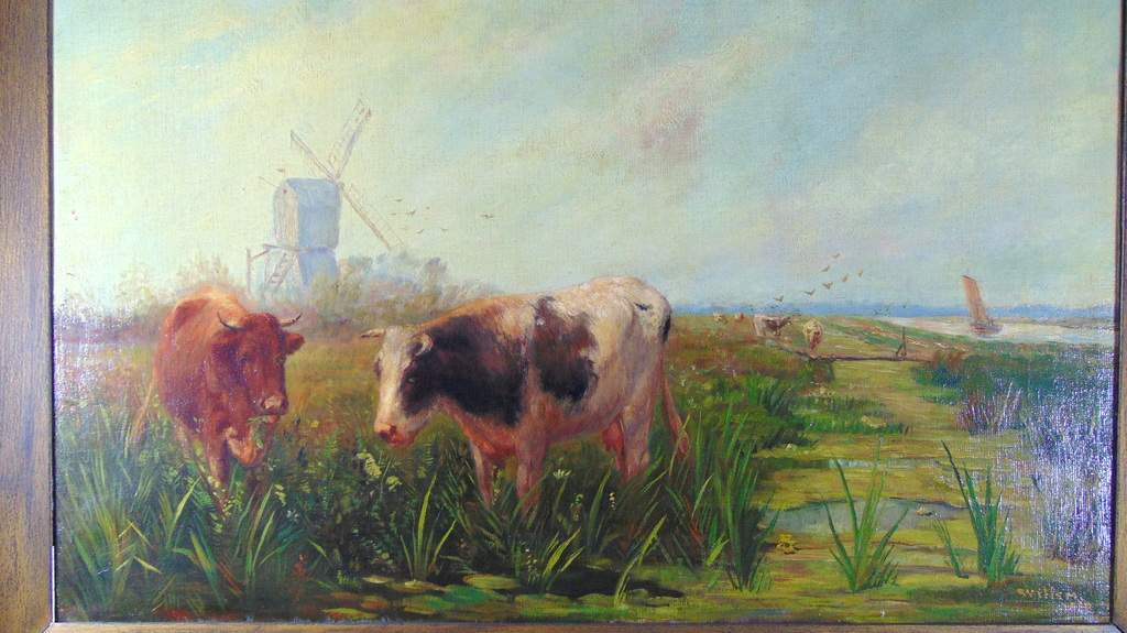 Koeien in polderlandschap, gesigneerd Willem 19?8, olieverf op doek. kopen? Bied vanaf 150!