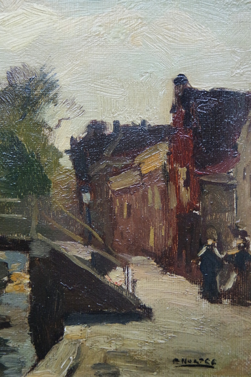 Cor Noltee (1903-1967) - olieverf op doek - dorpsgezicht met bruggetje kopen? Bied vanaf 380!