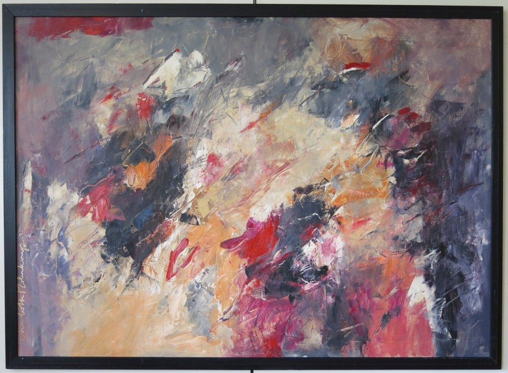 Charlotte Molenkamp: Olieverf op doek, Z.T. - Ingelijst (zeer groot!) verkocht voor € 3800!