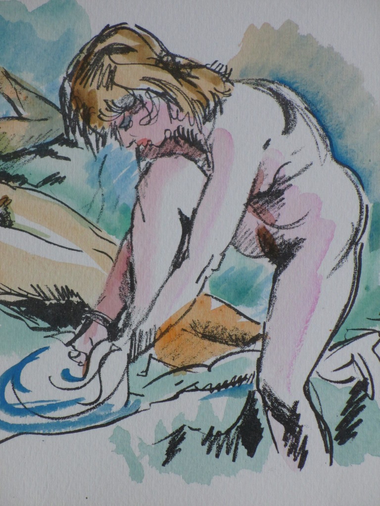 Freek van den Berg, Vriendinnen na het spel, Handgekleurde litho kopen? Bied vanaf 40!