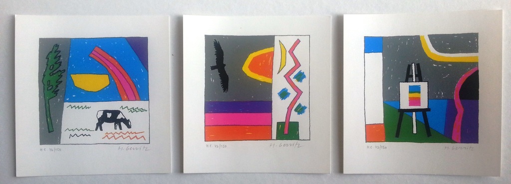 HARRIE GERRITZ Drie Kleurenlitho's Handgesigneerd en Genummerd-LAATSTE KANS! verkocht voor € 40!