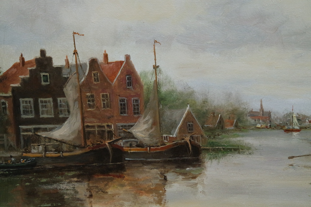Jan Ernens (1919) - olieverf op doek - Hollands rivierlandschap kopen? Bied vanaf 285!