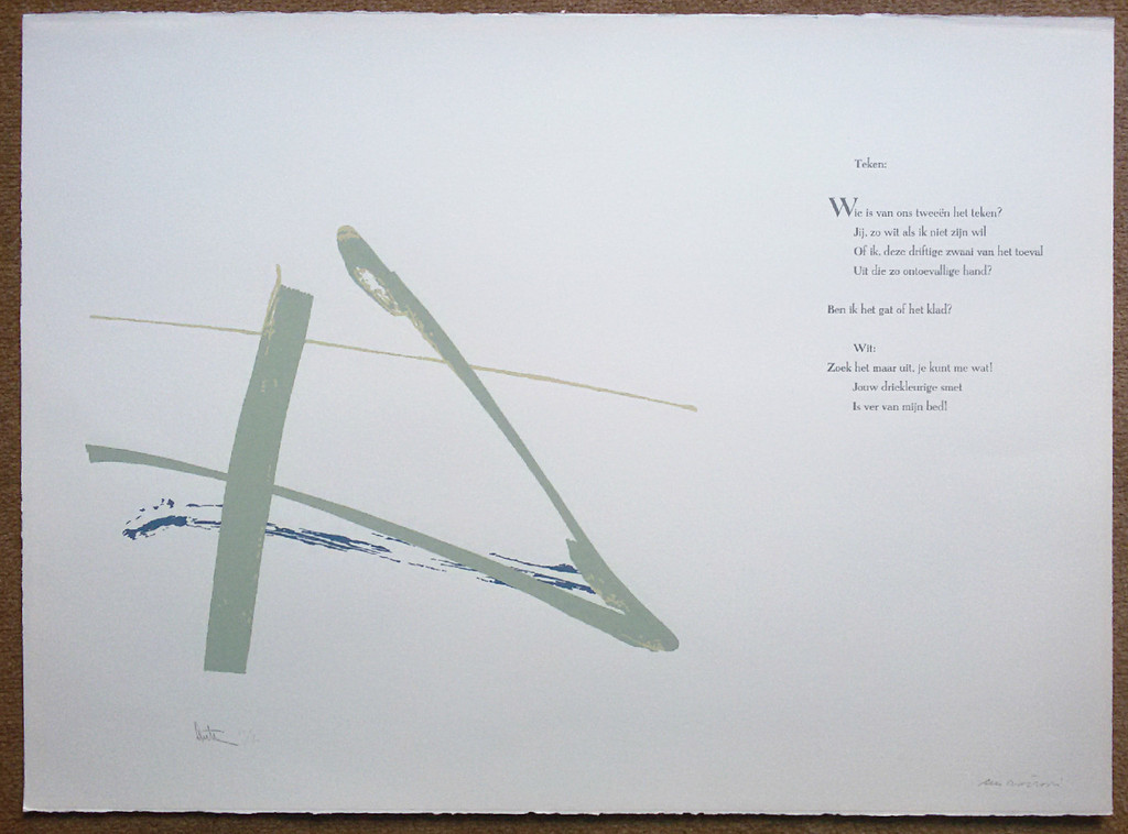 Arty Grimm en Cees Nooteboom - Tekens tegen het wit, zeefdruk kopen? Bied vanaf 30!