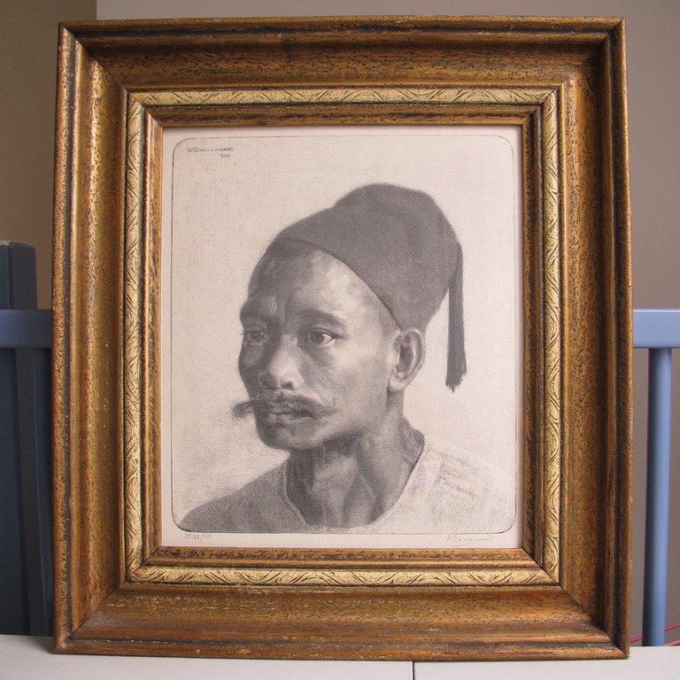Willem Dooyewaard, ets 1920, handgesigneerd, Titel: Maleier verkocht voor € 125!