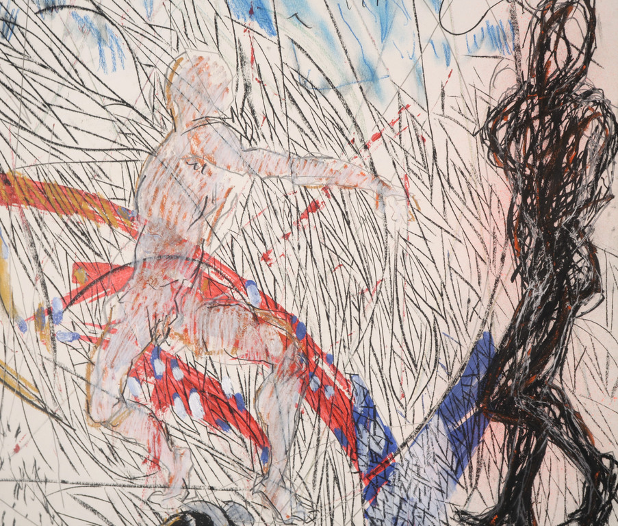 Martin Peulen: Olieverf en krijt op papier, Man kopen? Bied vanaf 50!