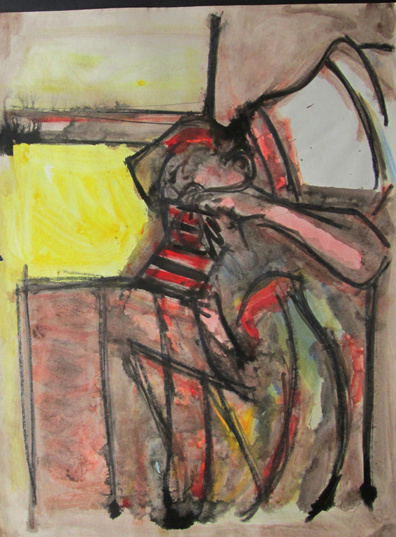 Hervè Carrier - Komposition - unicat - original aquarel  verkocht voor € 55!