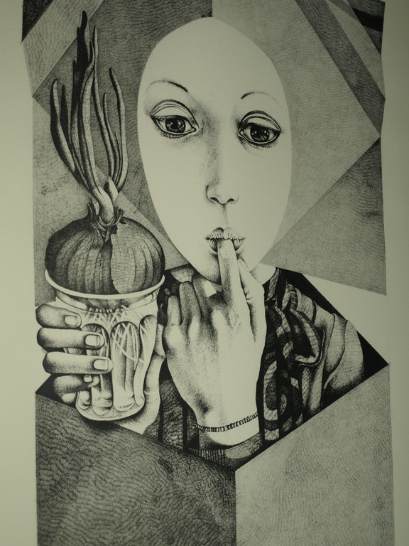 Rodolfo Meli - RODOLFO MELI – Litho - Vrouw met ui - Gesigneerd -  kopen? Bied vanaf 60!
