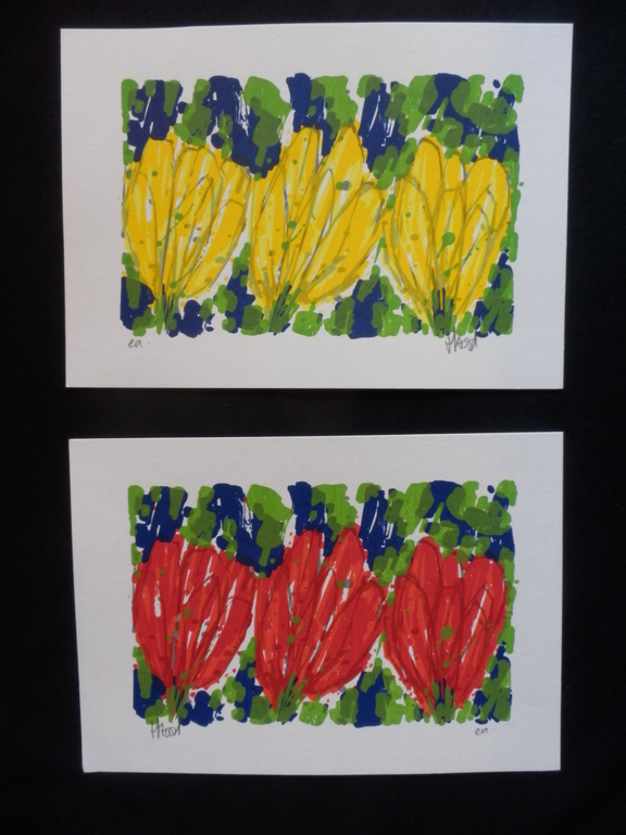 AD van HASSEL  Lot van 2 Handgesigneerde Zeefdrukken TULPEN ROOD/GEEL kopen? Bied vanaf 1!
