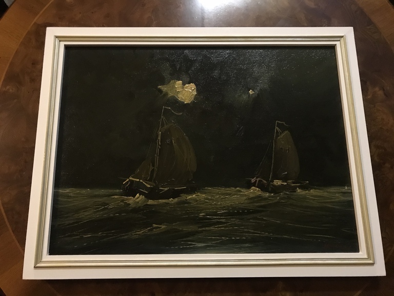 Jan Kelderman ( 1914 - 1990 ) - Olieverf op doek - Avond Op De Schelde  kopen? Bied vanaf 140!