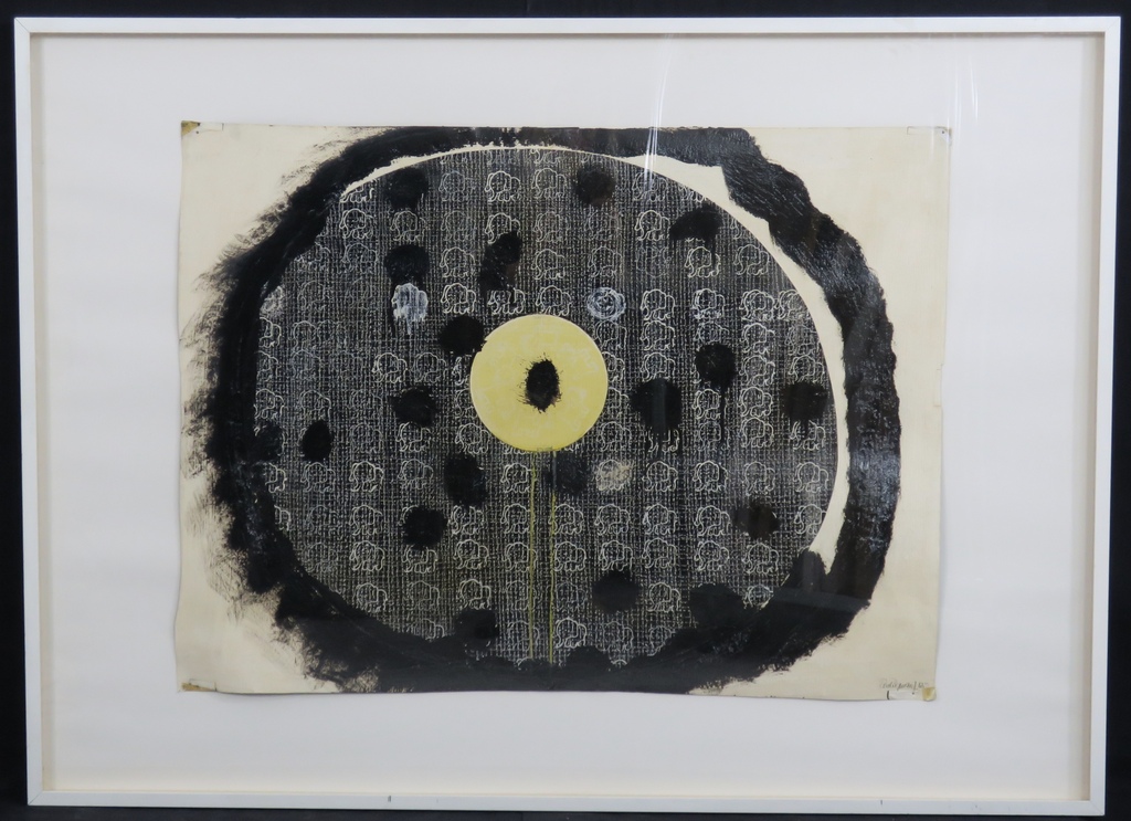 Ron Rooymans: Acryl, Vijver ligt in het midden van het meer -Ingelijst kopen? Bied vanaf 70!