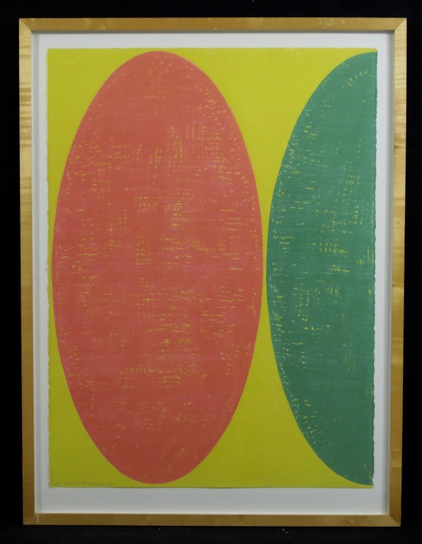 Michael Berkhemer: Zeefdruk, Zonder titel (groen/rood) verkocht voor € 70!