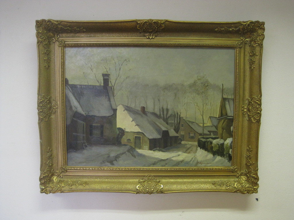 gesigneerd D.Schulman - groot olieverf - "Winter in Laren " omstreeks 1930 kopen? Bied vanaf 1!