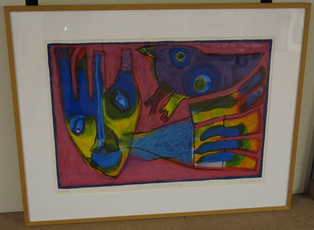 Geert Vrijdag: Zeefdruk, De machine uitgevlogen - Ingelijst (groot) kopen? Bied vanaf 80!