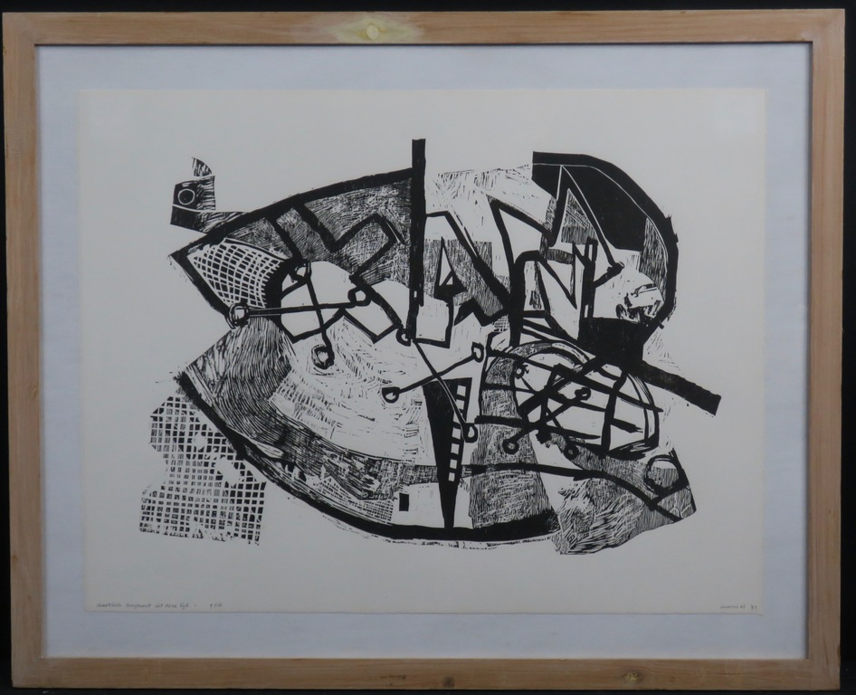 Manuel Kurpershoek: Houtsnede, Chaotisch fragment uit deze tijd -Ingelijst kopen? Bied vanaf 35!