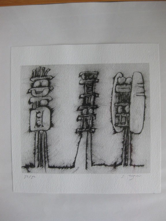 Shinkichi Tajiri, ets (of litho?), z.t. verkocht voor € 72!