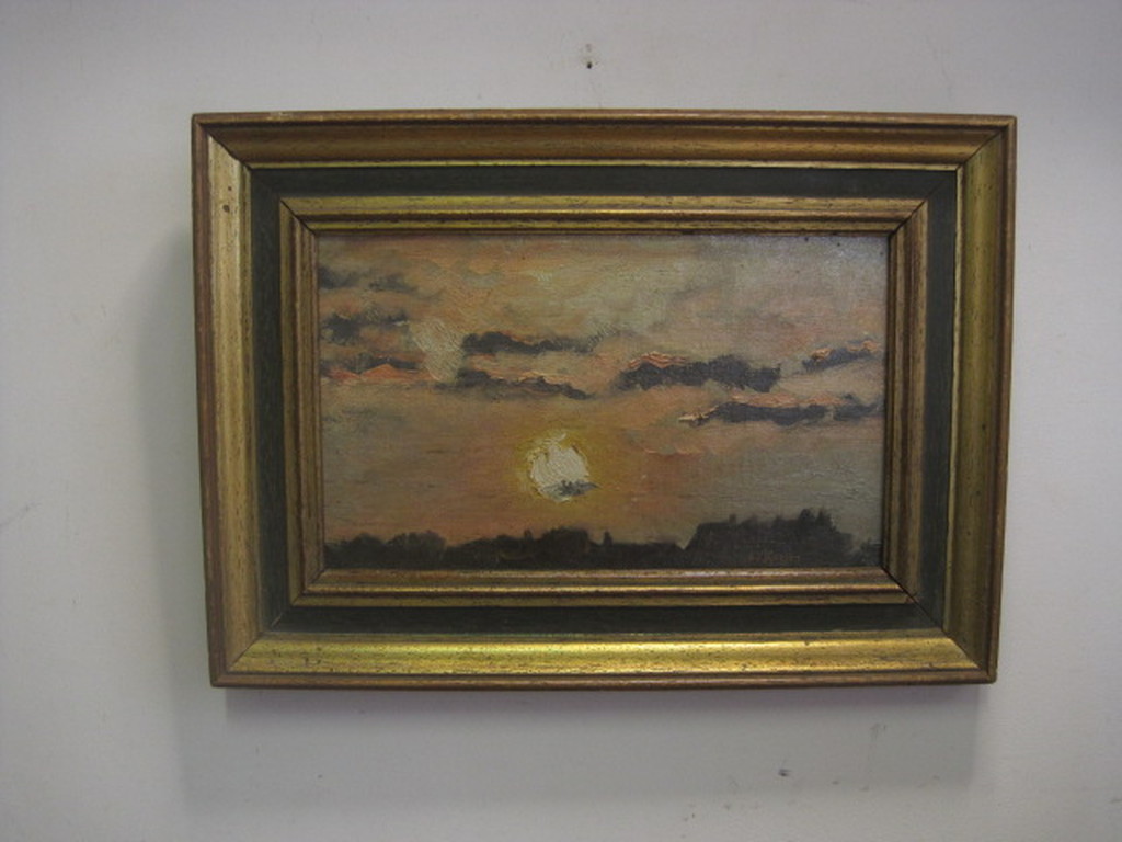 Sfeervol ca 1900 olieverf "Zomeravond boven Amsterdam" Eduard Karsen 1860-1941  kopen? Bied vanaf 1!