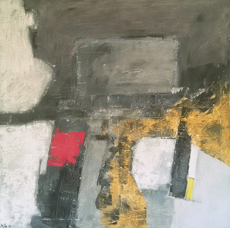 Laatste keer: Jan van der Ster - Abstract, acrylverf op doek (ingelijst, groot!) verkocht voor € 375!