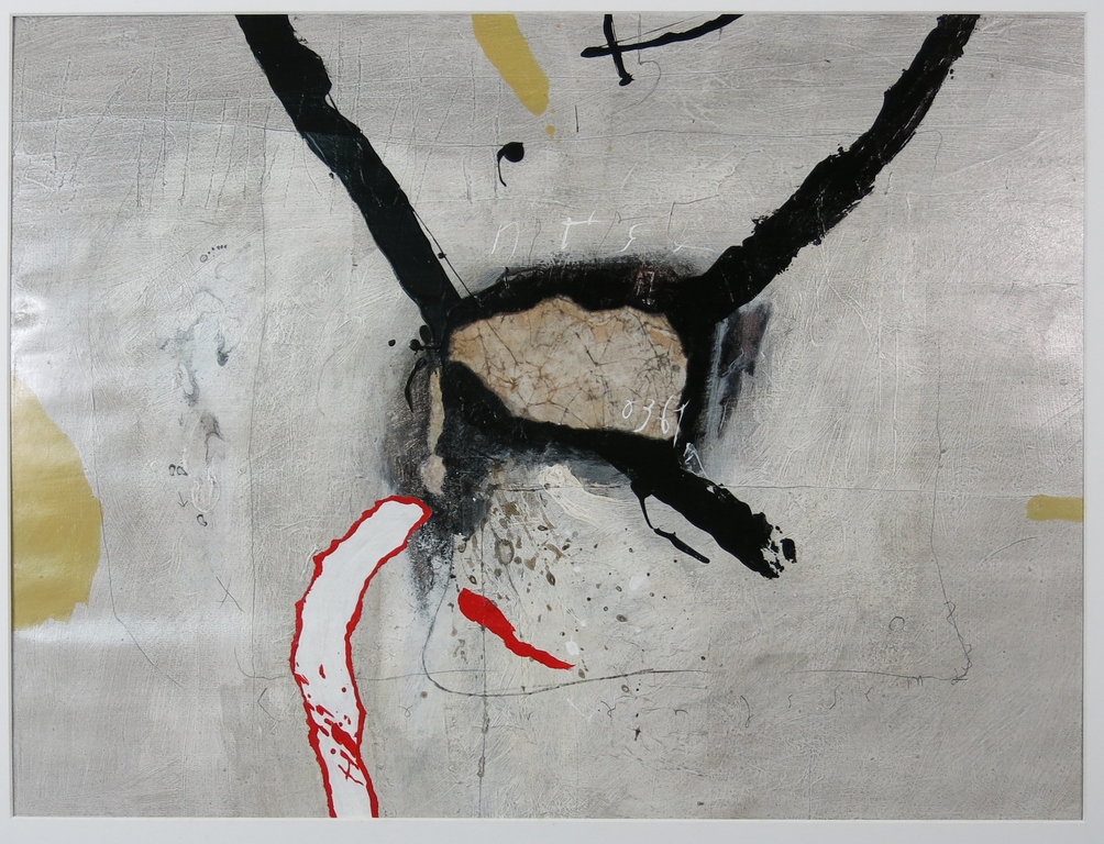 Co van Assema: Gemengde techniek op papier, Zwart kruis verkocht voor € 56!