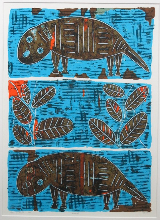 Ans van Dijk: Zeedruk, Beast - Ingelijst verkocht voor € 40!