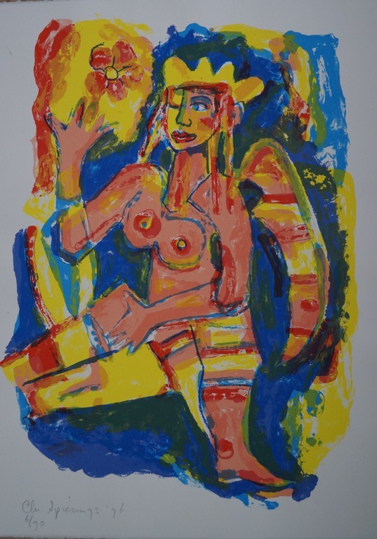 CHRISTINE SPIERINGS  Zeefdruk ,, LA REINE II,, Handgesigneerd kopen? Bied vanaf 35!