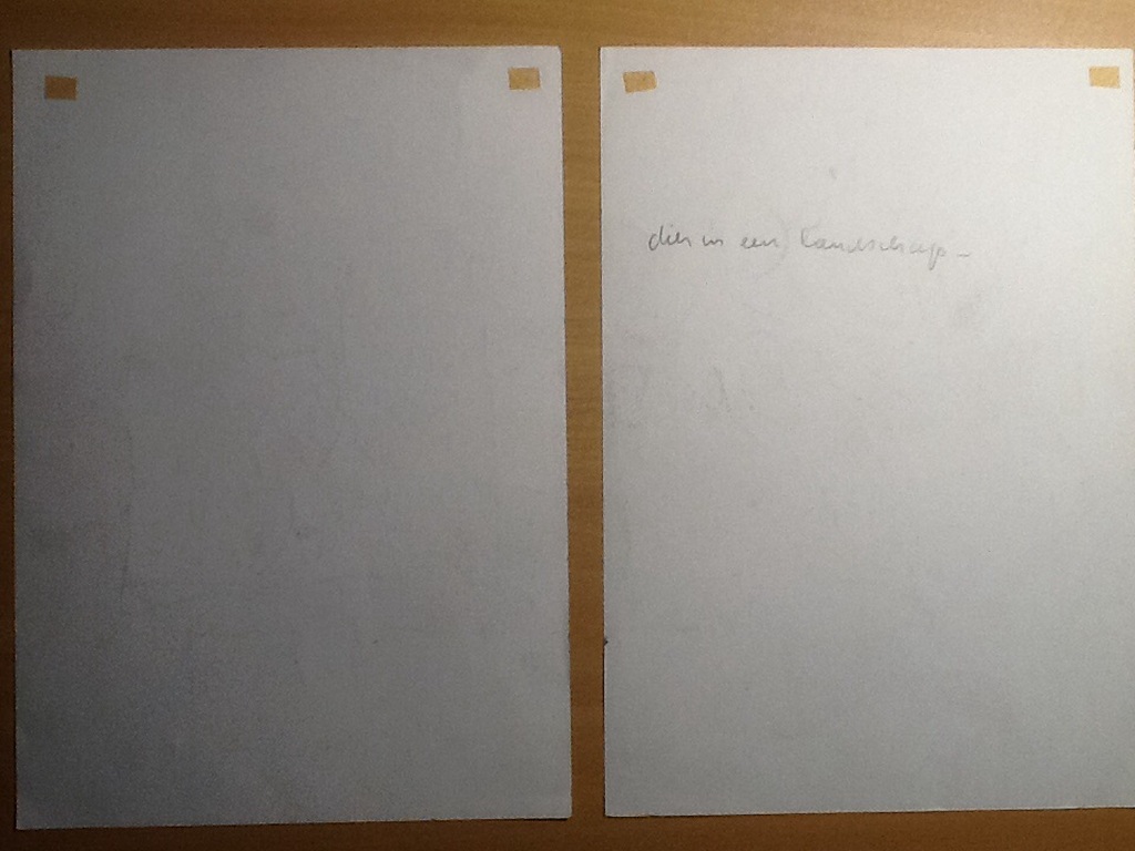 Jan Sierhuis: 2 tekeningen op papier,Stilleven in landschap, Dier in landschap. kopen? Bied vanaf 75!